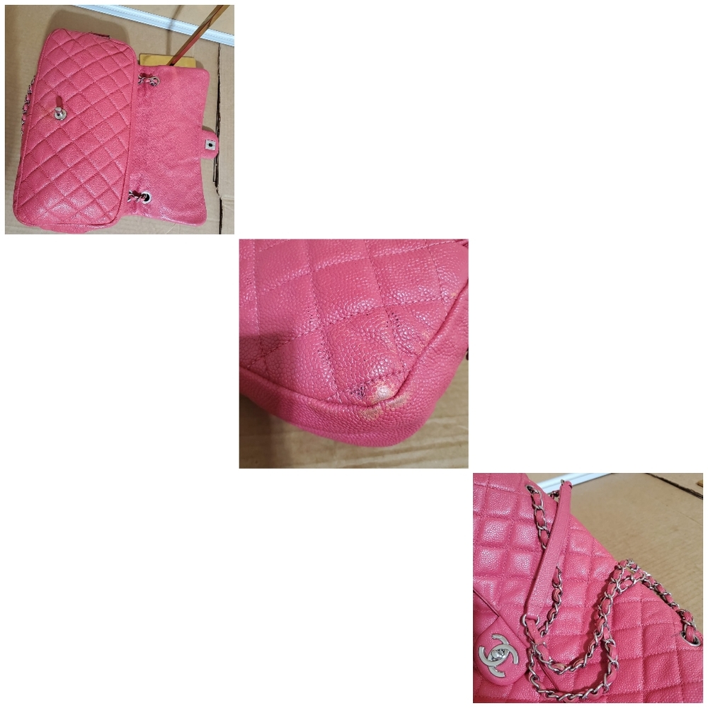CHANEL Coral Pink Quilted Caviar Leather Easy Jumbo Flap Bag - Picture 15 of 16